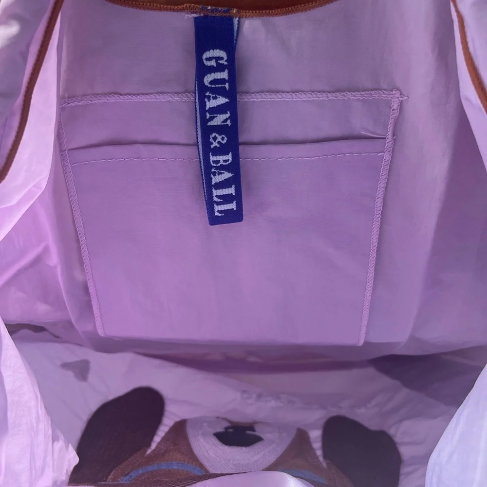 Lavender tote GUAN & BALL , nylon hound with sunglasses ladies girls bag